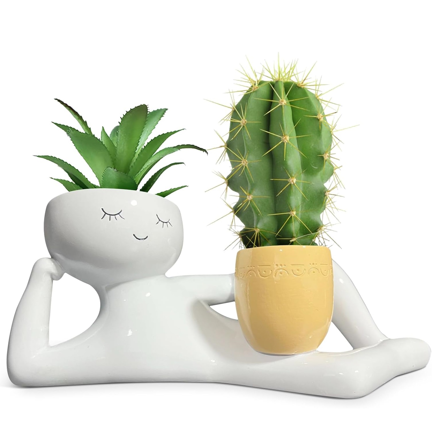 Plant Parenting - กระถางต้นไม้รูปคนขี้เกียจสุดน่ารัก กระถางปลูกต้นไม้แบบมีเอกลักษณ์ กระถางต้นไม้ตลกๆ สำหรับปลูกไม้อวบน้ำ กระบองเพชร ตกแต่งบ้าน
