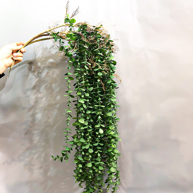 String Of Pearls Plant - 104 ซม.ปลอมยูคาลิปตัสหวายพืชประดิษฐ์ Vine พลาสติกสาขาต้นไม้แขวนผนังใบสําหรับบ้านสวนตกแต่งงานแต่งงานกลางแจ้ง