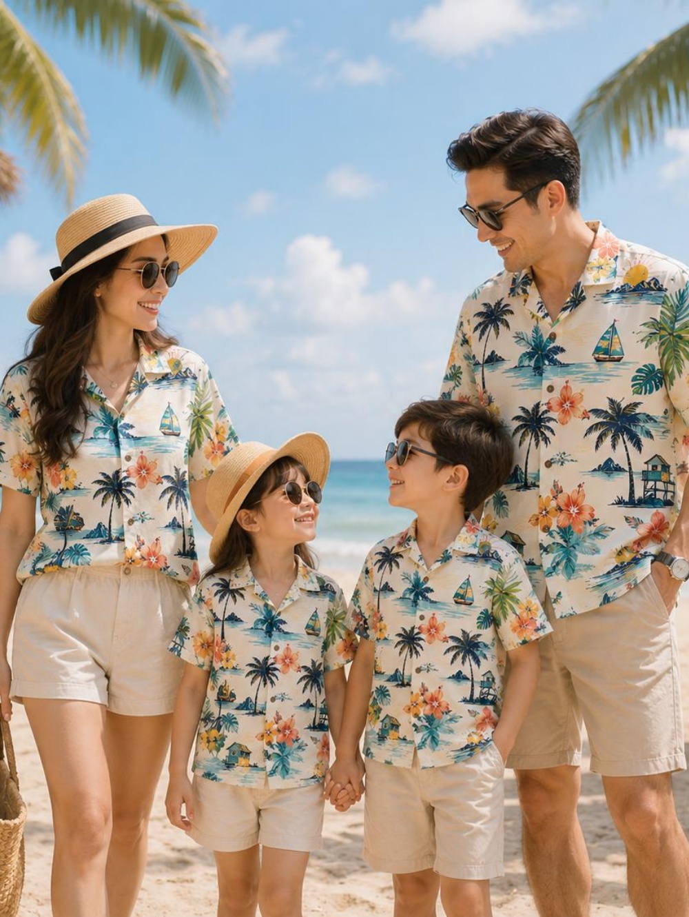 Plant Parent Clothing - เสื้อเชิ้ตเด็กสไตล์ฮาวายลายพืชเขตร้อนสำหรับฤดูร้อน เสื้อคู่พ่อแม่ลูกสำหรับวันหยุดพักผ่อน เสื้อผ้าเด็ก