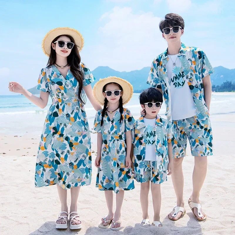 Plant Parent Clothing - พื้นที่วันหยุดคู่ดูเสื้อผ้าแม่ลูกสาวชุดพ่อลูกชายชุดชุดครอบครัวจับคู่เสื้อผ้าชายหาดวันหยุดแม่ลูก