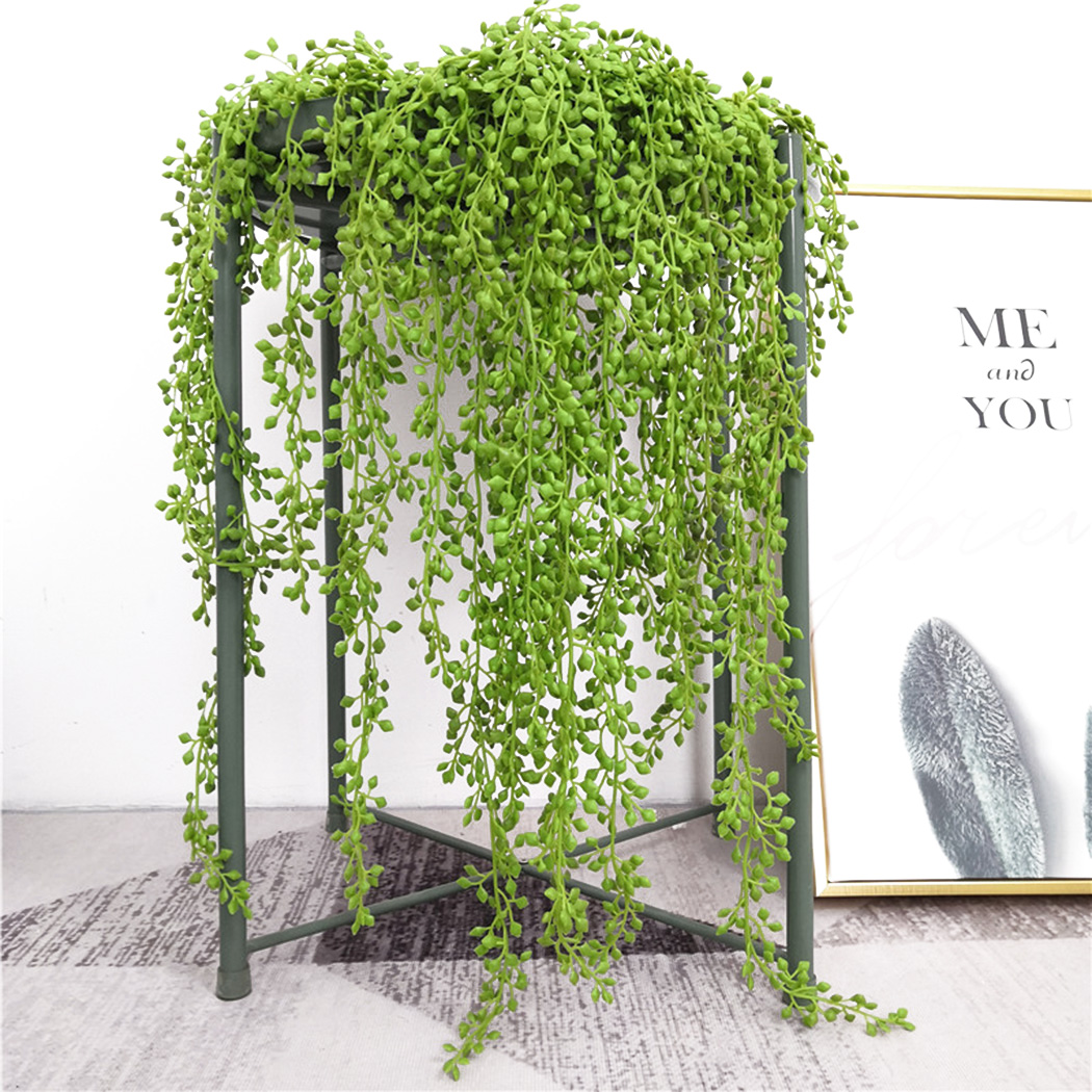 String Of Pearls Plant - ประดิษฐ์ Vines แขวนผนังหวายใบสาขาสวนกลางแจ้งตกแต่งบ้านพลาสติกปลอมผ้าไหมพืชสีเขียว Ivy