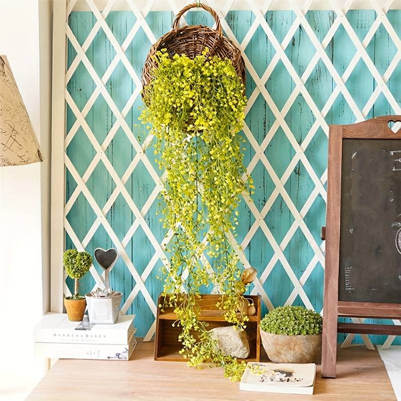 หญ้าเทียม2ชิ้นทำจากเถาไม้เลื้อ - String Of Pearls Plant บทวิจารณ์และราคา